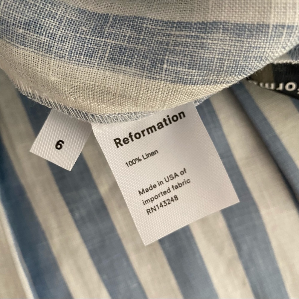 Reformation Blue and White Striped Linen Jumpsuit - Picture 10 of 10